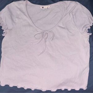 Light Blue Ruffle Trim Crop Top